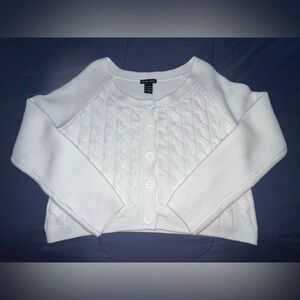 New York & Company LIKE NEW Cropped Cardigan Sweater - Cream - Sz Large